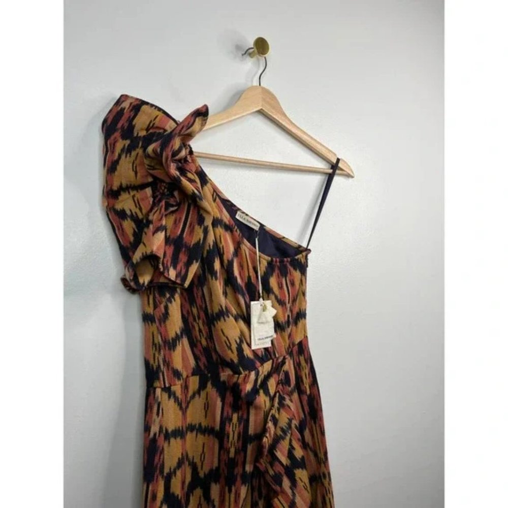 Ulla Johnson One Shoulder Short Puff Sleeve Idra Dress Ikat Print Size: XS NWT - Picture 3 of 8